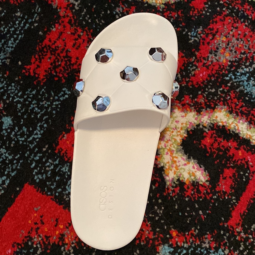 NWT ASOS white studded sandals